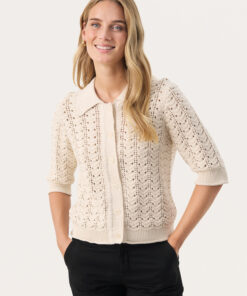 Part Two RhodaPW Cardigan Whitecap Gray