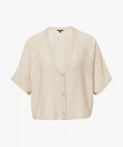 Comma, Short Sleeve Cardigan Beige
