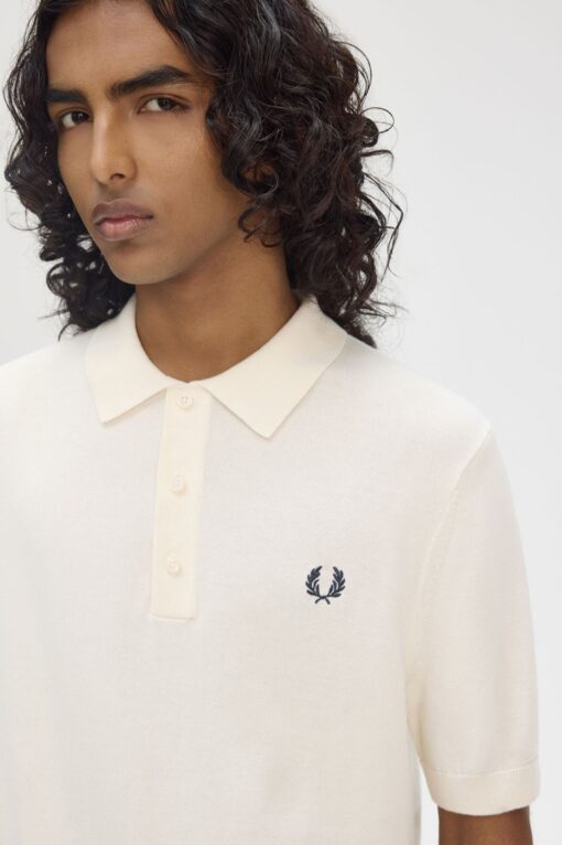 Fred Perry Cotton Knitted Shirt Ecru