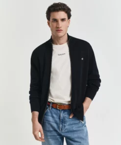Gant Casual Cotton Zip Cardigan Black