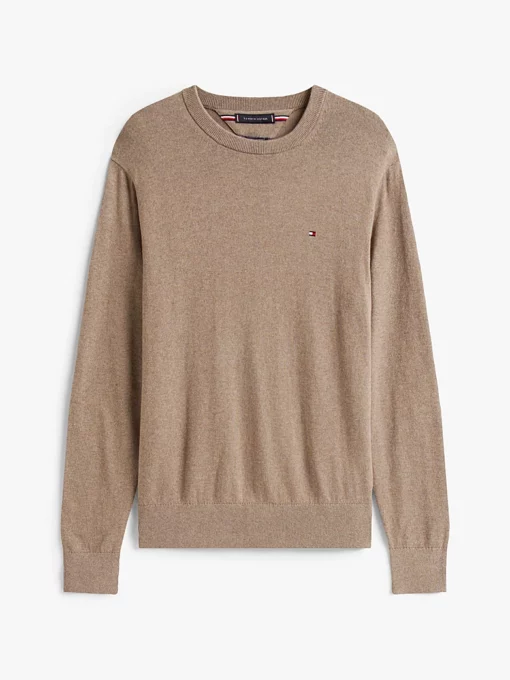 Tommy Hilfiger Pima Cotton Cashmere Crew Neck Coastal Taupe Heather