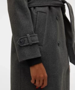 Vmfortunevega Long Trenchcoat Dark Grey Melange