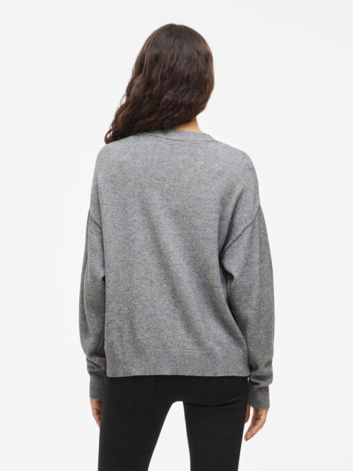 Viril V-Neck Cardigan Medium Grey Melange