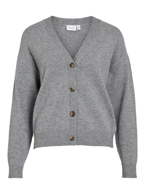 Viril V-Neck Cardigan Medium Grey Melange