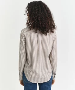 Gant Woman Classic Poplin Striped Shirt Taupe Beige
