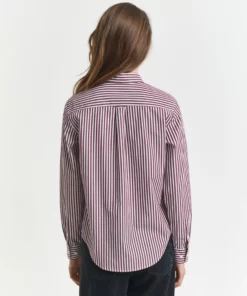 Gant Woman Classic Poplin Striped Shirt Plum Wine