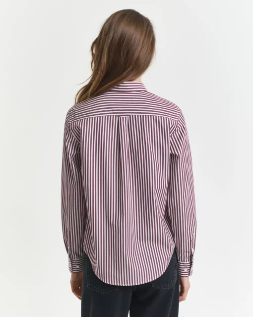 Gant Woman Classic Poplin Striped Shirt Plum Wine