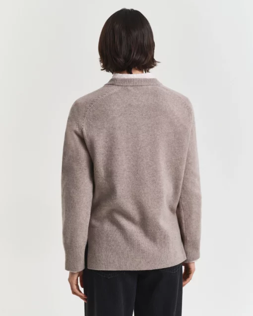 Gant Woman Soft Wool Lounge Sweater Taupe Beige