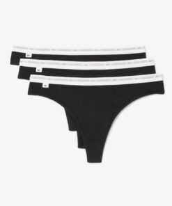 Lacoste 3-Pack Stretch Cotton String Briefs Black