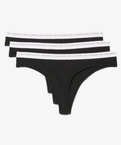 Lacoste 3-Pack Stretch Cotton String Briefs Black