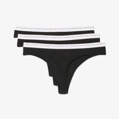 Lacoste 3-Pack Stretch Cotton String Briefs Black