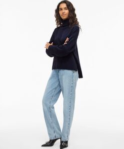 Viostria Rollneck Knit Navy Blazer