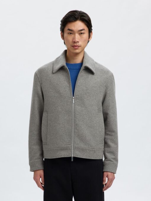 Slhphilip Wool Blend Jacket Grey Melange