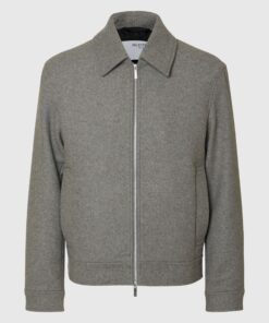 Slhphilip Wool Blend Jacket Grey Melange