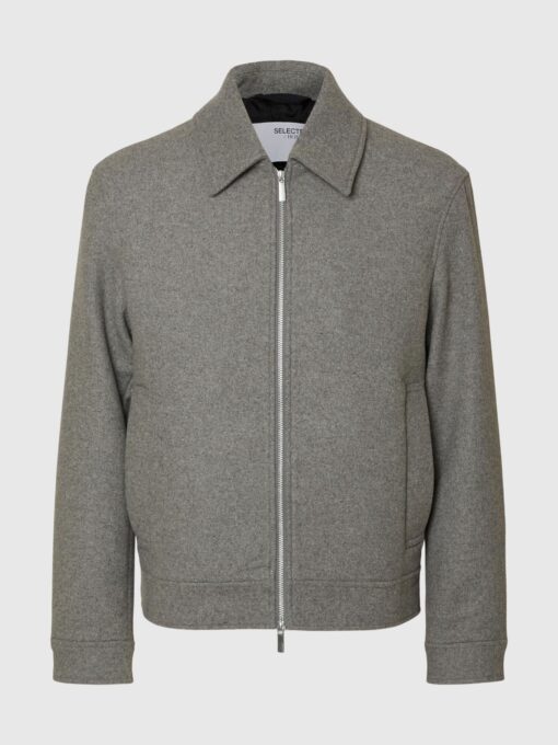 Slhphilip Wool Blend Jacket Grey Melange