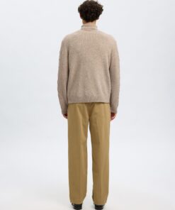 Slhneil Relaxed Cable Roll Neck Oatmeal