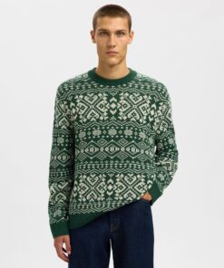 Slhholger Jaquard Knit Dark Green