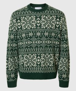 Slhholger Jaquard Knit Dark Green