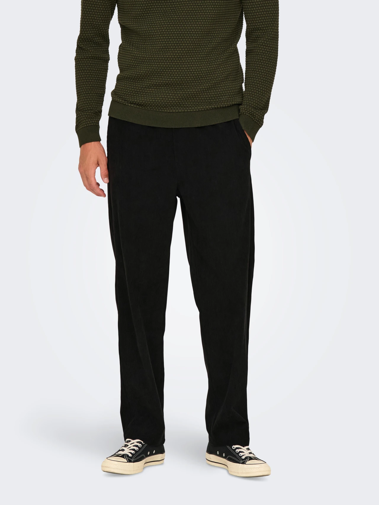 Onssinus Loose Dorduroy Pants Black Onssinus Loose Dorduroy Pants Black
