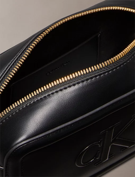 Calvin Klein Embossed Monogram Logo Camera Bag Black