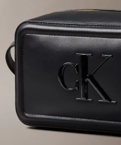 Calvin Klein Embossed Monogram Logo Camera Bag Black