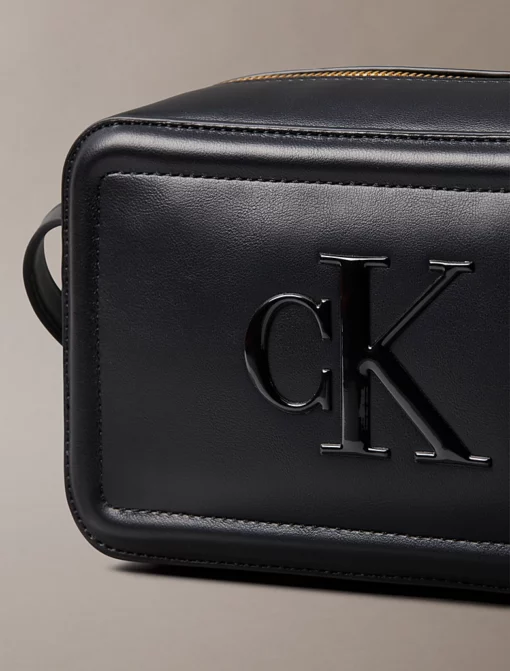 Calvin Klein Embossed Monogram Logo Camera Bag Black