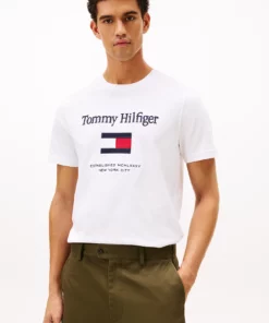 Tommy Hilfiger Logo Embroidery Crew Neck T-Shirt White